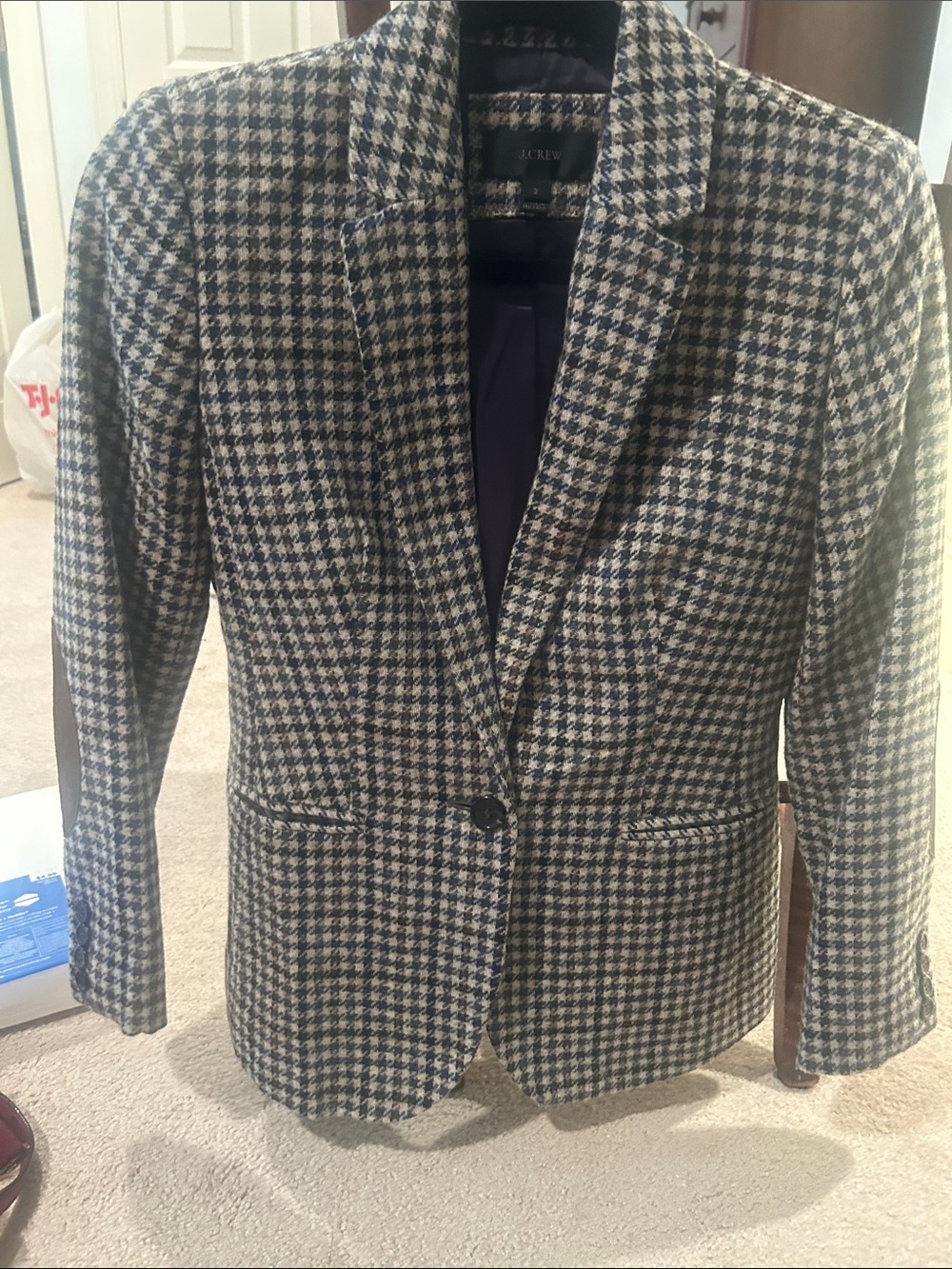 J. Crew Houndstooth Sport Coat in Navy and Cream
